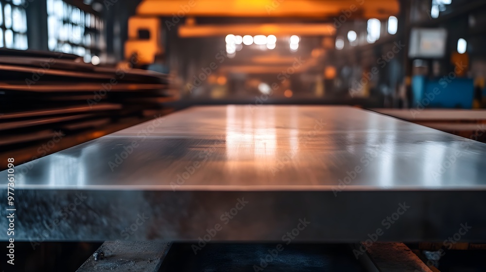 Stainless Steel Sheets Being Processed in a Modern Factory Setting Stainless Steel Sheets Being Processed in a Modern Factory Setting