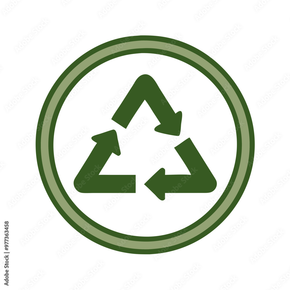 Simple green recycling symbol in a double-lined circle, eco-friendly design Simple green recycling symbol in a double-lined circle, eco-friendly design