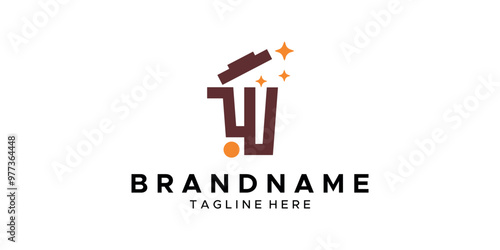 a graphic image with a W trash can theme, on a white background. vector graphic base.