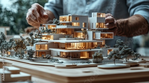 Architect Presenting a Modern Building Model