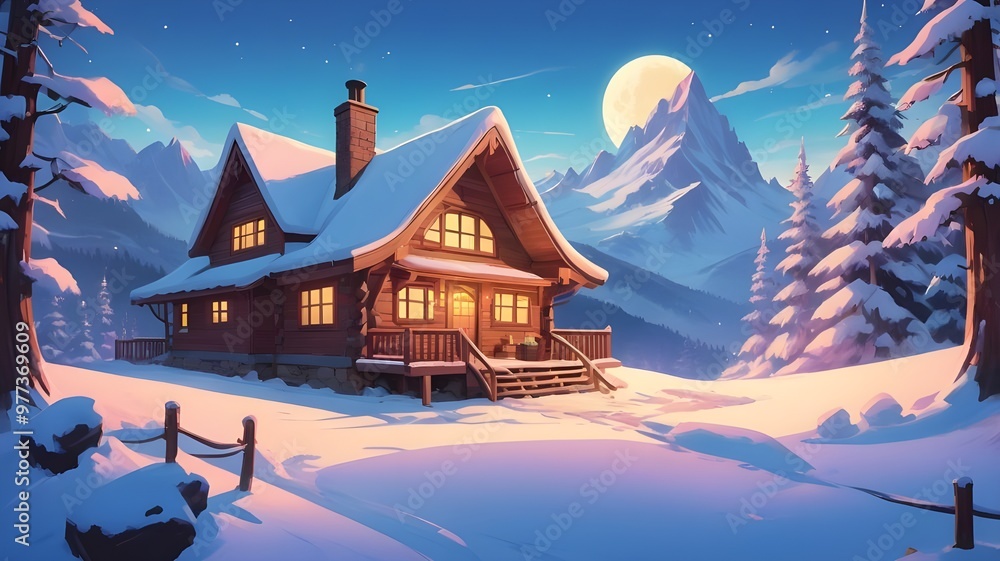 Fototapeta premium christmas house in the mountains