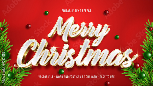Editable text style effect merry christmas, luxury text style effect