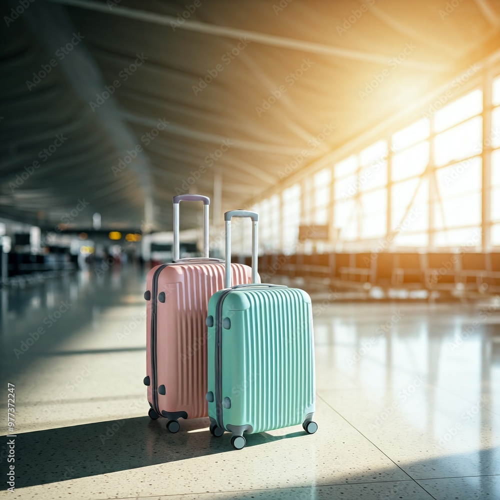 Modern Suitcase in an Airport Setting Travel and Adventure in Transit Modern Suitcase in an Airport Setting Travel and Adventure in Transit