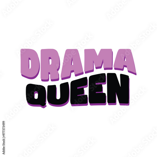 illustration with purple and black bubble letters drama queen