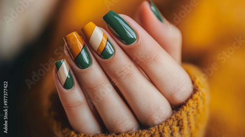 Geometric Autumn Manicure in Bold Colors