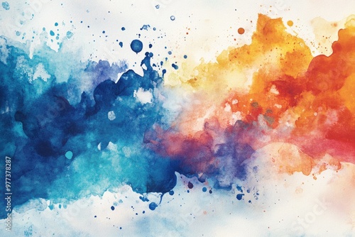 Vibrant watercolor splash featuring dynamic blue and orange tones, perfect for artistic backgrounds and creative projects.
