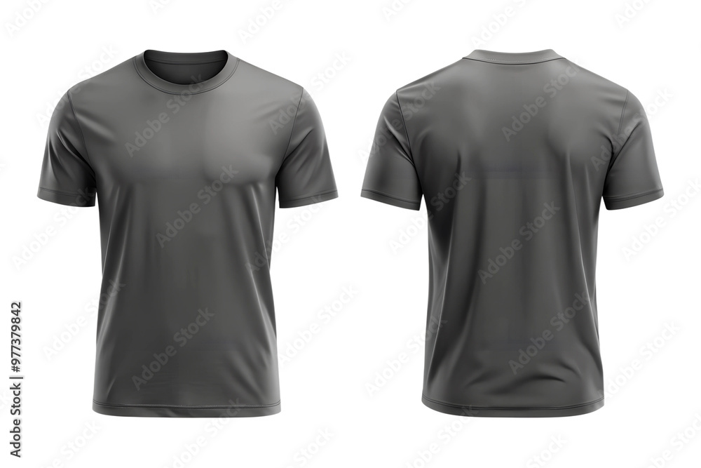 charcoal t-shirt template mockup, front and back view of plain. Png