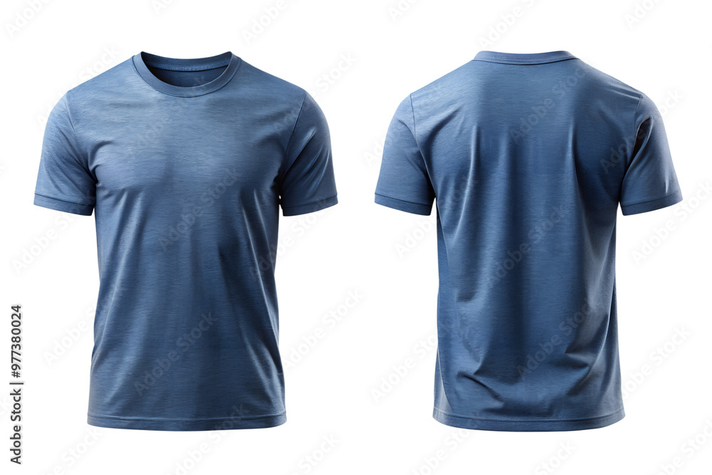 denim t-shirt template mockup, front and back view of plain. Png