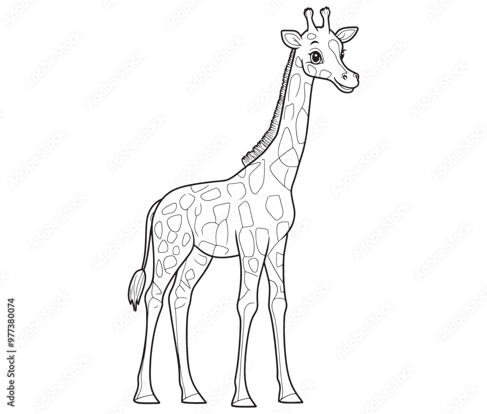 Fototapeta premium Coloring pages of giraffes for kids giraffe cartoon isolated on white