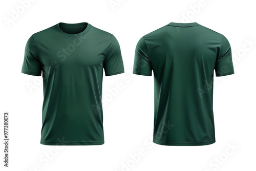 Obraz na płótnie forest green t-shirt template mockup, front and back view of plain. Png w salonie