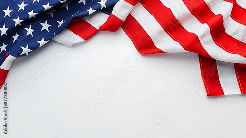 An American flag corner border on a white background celebrates patriotism and the Fourth of July.