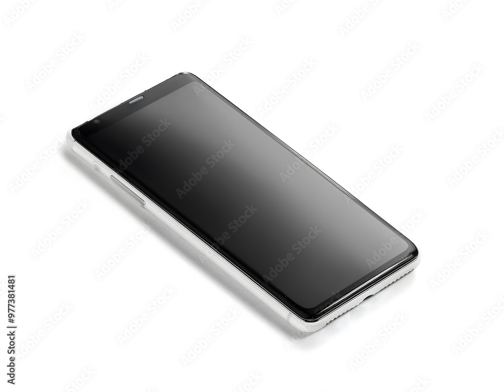 A modern smartphone with a blank screen, isolated on a white background. A modern smartphone with a blank screen, isolated on a white background.