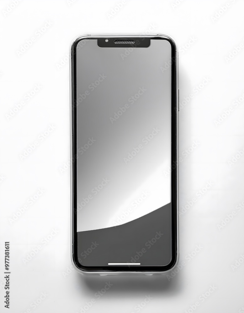 A modern smartphone with a blank screen, isolated on a white background. A modern smartphone with a blank screen, isolated on a white background.