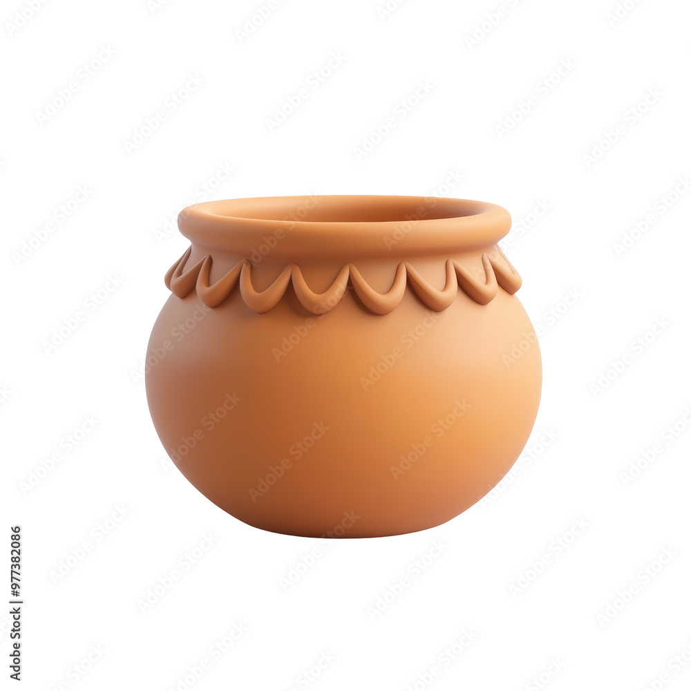 Ornamental Terracotta Pot with Decorative Rim Transparent Background Ornamental Terracotta Pot with Decorative Rim Transparent Background