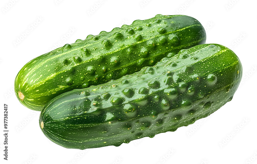 Two fresh cucumbers isolated on transparent background. Two fresh cucumbers isolated on transparent background.