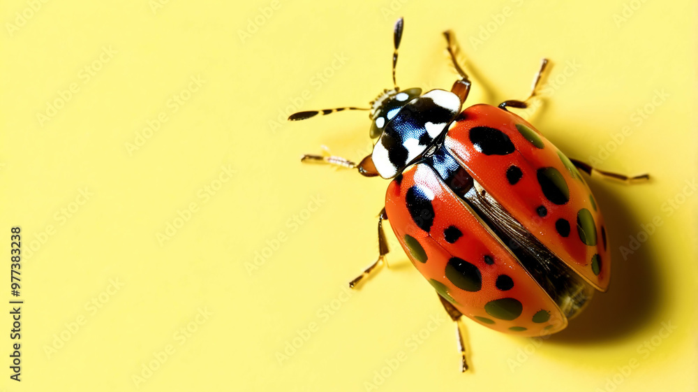 Ladybug yellow background. Ladybug yellow background.