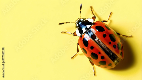 Ladybug yellow background.