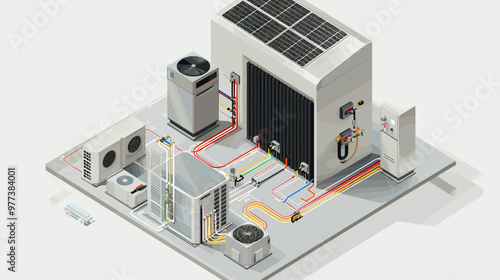 Air Source Heat Pump System with Floor Heating and Radiators Diagram