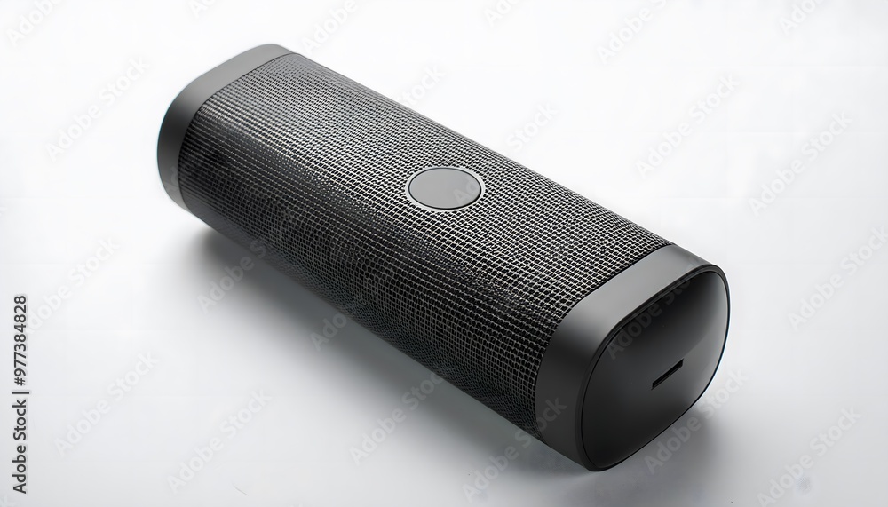 A portable Bluetooth speaker on a white background A portable Bluetooth speaker on a white background