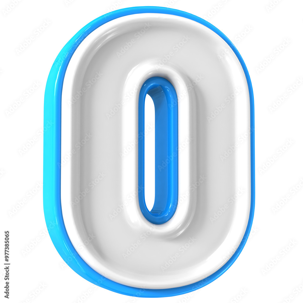 Blue With White Number 0 3D Rendering Blue With White Number 0 3D Rendering