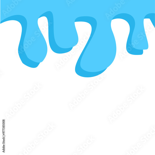 Dripping water isolated on transparent background. Blue paint.