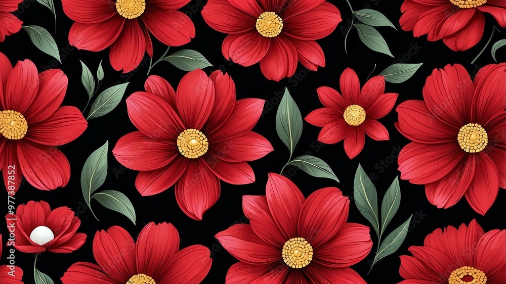 base xl pretty red theme flowers on black background, egg mosaic style base xl pretty red theme flowers on black background, egg mosaic style