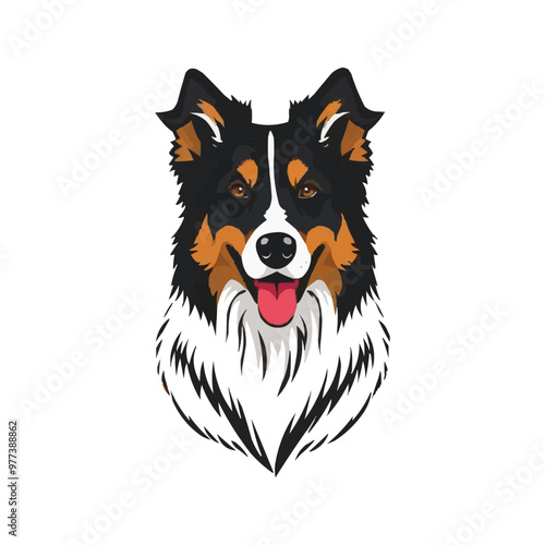 Australian shepherd dog. Vector illustration of Australian shepherd dog.