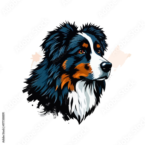 Australian shepherd dog. Vector illustration of Australian shepherd dog.