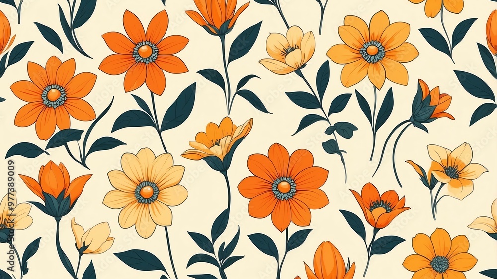 base xl pretty orange theme flowers on light yellow background, egg mosaic style base xl pretty orange theme flowers on light yellow background, egg mosaic style