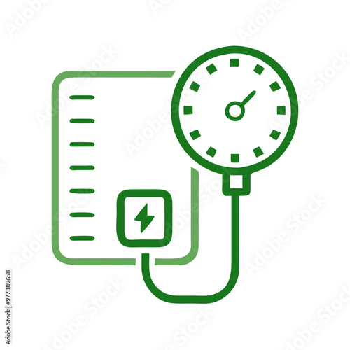 Blood pressure monitor icon, health check and medical equipment concept