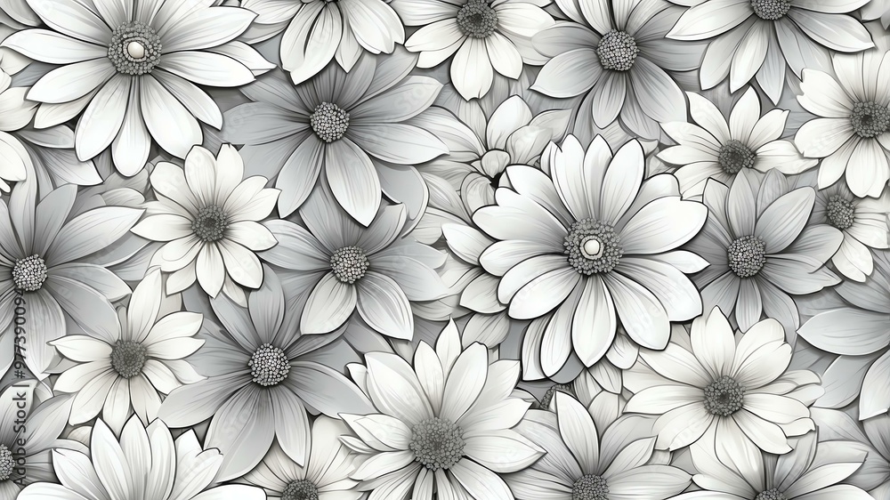 base xl pretty gray theme flowers on white background, egg mosaic style base xl pretty gray theme flowers on white background, egg mosaic style