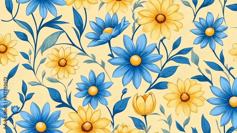 base xl pretty blue theme flowers on light yellow background, egg mosaic style base xl pretty blue theme flowers on light yellow background, egg mosaic style