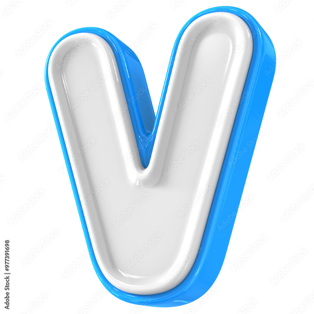 Blue With White Font V 3D Render Blue With White Font V 3D Render