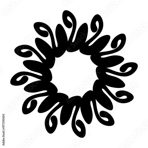 BLACK abstract floral design element