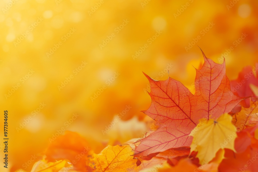 Autumn leaves of vibrant red and orange create a stunning seasonal backdrop in nature's palette Autumn leaves of vibrant red and orange create a stunning seasonal backdrop in nature's palette