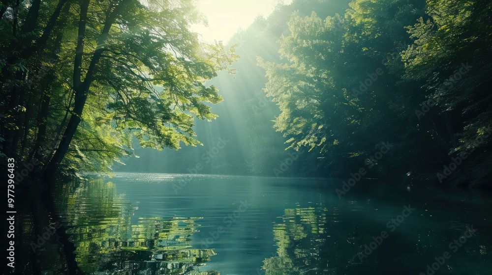 Fototapeta premium Serene Lake in a Forest