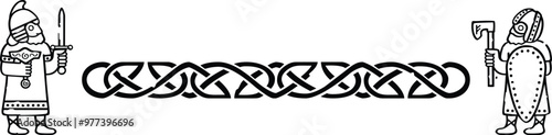 Seamless Celtic Knot Border - Viking Warriors