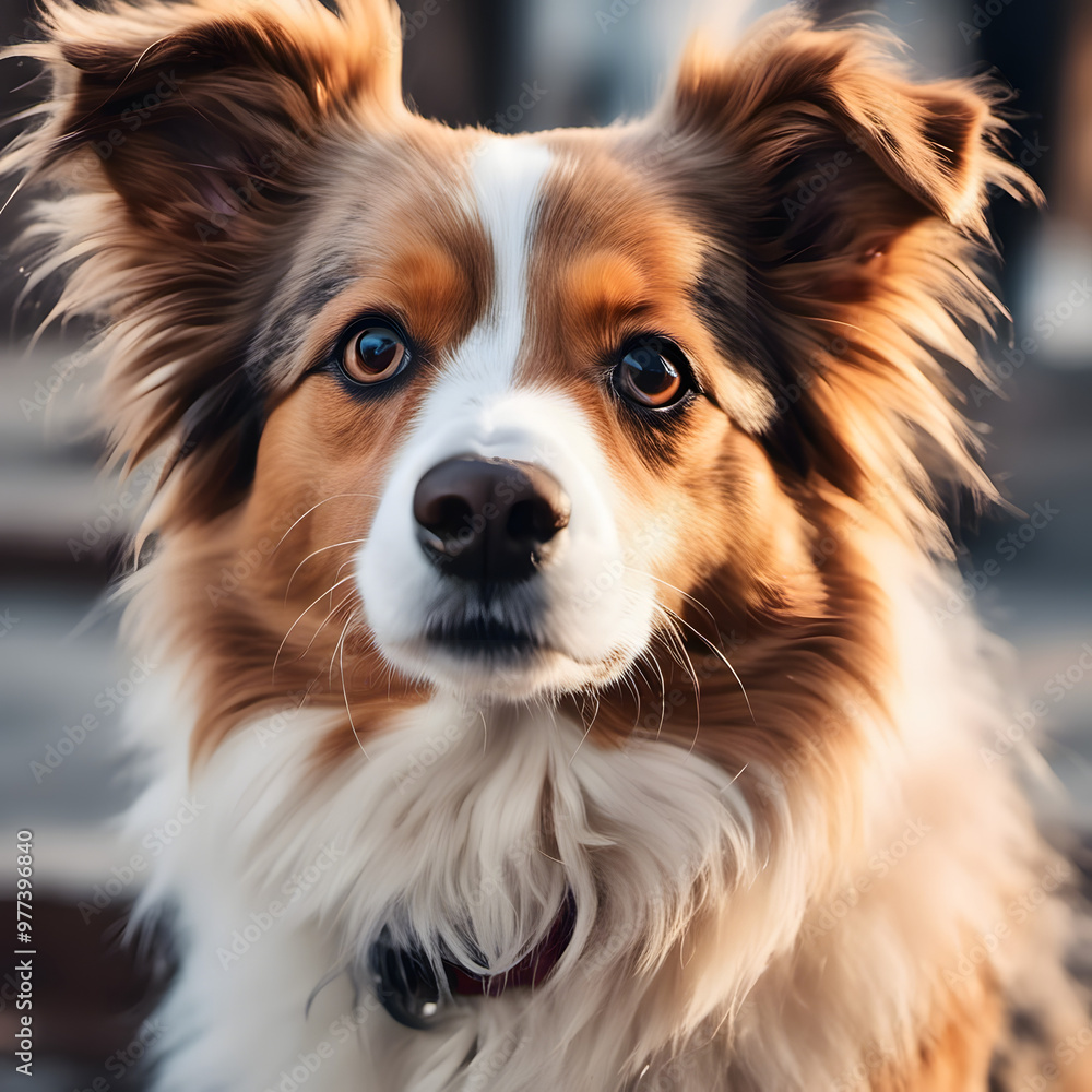 Close-Up Portrait of a Fluffy Dog with Expressive Eyes Close-Up Portrait of a Fluffy Dog with Expressive Eyes