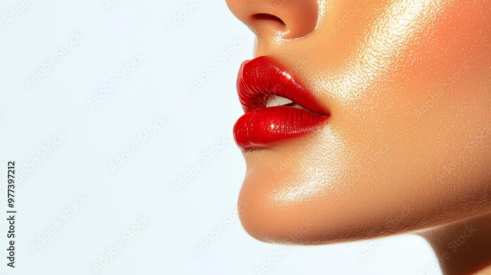 Smooth glowing skin of a young woman, captured close-up on a pure white background Smooth glowing skin of a young woman, captured close-up on a pure white background