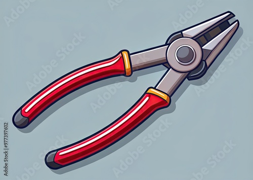 A detailed illustration of a pair of pliers in a bold outline style, showcasing its functional design and precision grip in a crisp, minimalist composition. photo