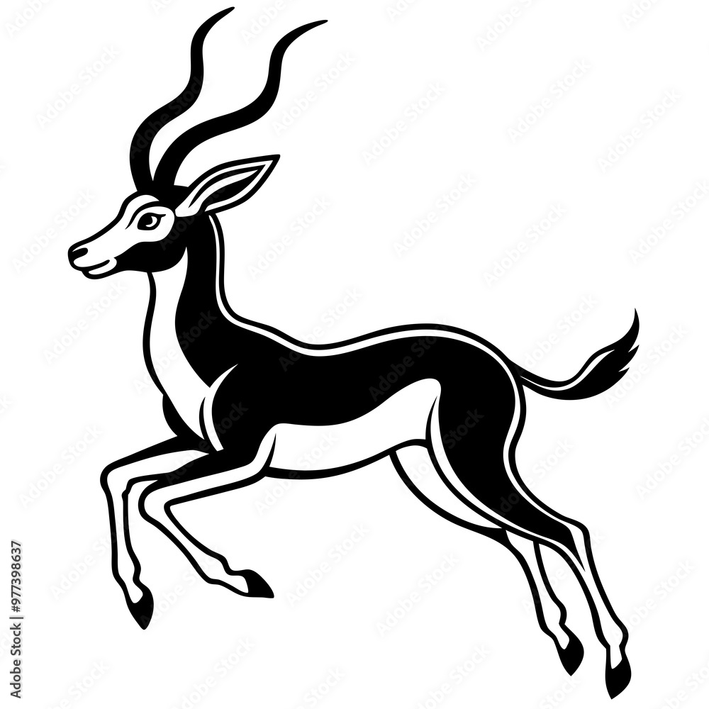 Gazelle leaping with slender legs and elegant antlers vector Gazelle leaping with slender legs and elegant antlers vector