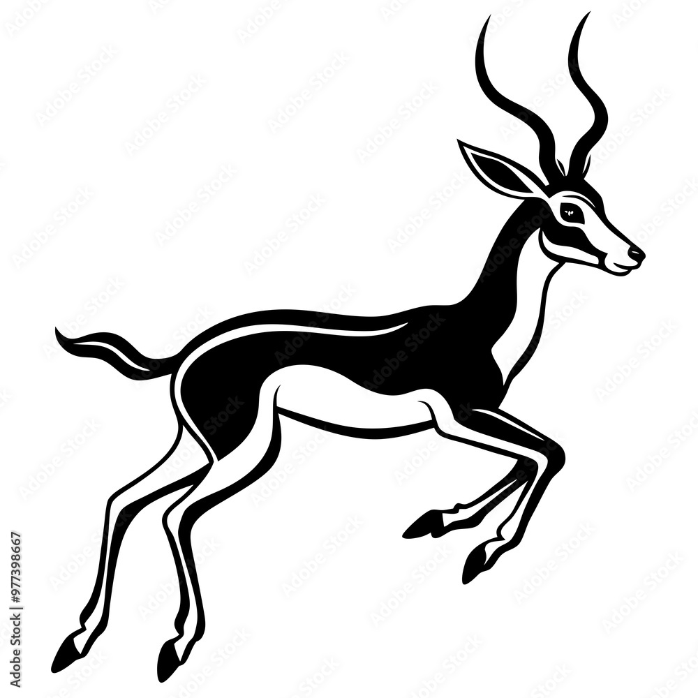 Gazelle leaping with slender legs and elegant antlers vector Gazelle leaping with slender legs and elegant antlers vector