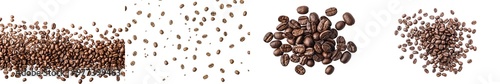 An isolated top view of coffee beans,