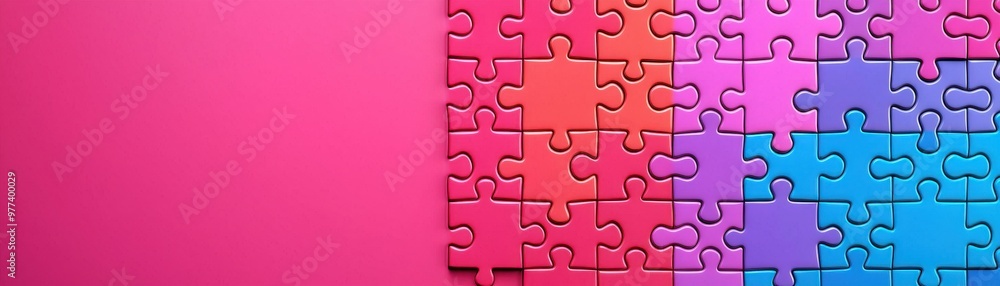 Colorful puzzle pieces arranged creatively on a vibrant background, perfect for symbolizing fun and problem-solving. Colorful puzzle pieces arranged creatively on a vibrant background, perfect for symbolizing fun and problem-solving.
