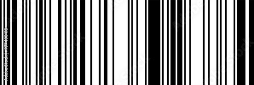 Monochrome bar code seamless pattern. Simple vector illustration. Binary bg with irregular thin and thick vertical lines