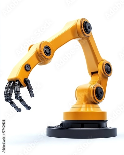 Autonomous robotics systems in manufacturing, isolated on white background, focusing on coding and robot integration photo