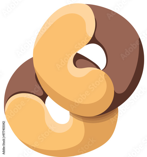 Biscuits Double Flavor Vanilla and Chocolate Illustration Isolated on White Background