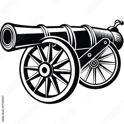 Ancient Cannon Ball vector line art style