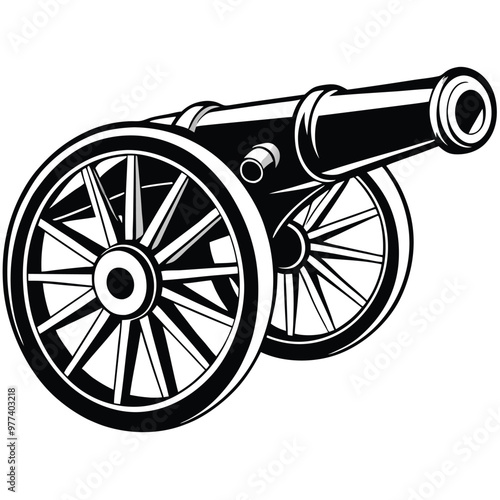 Ancient Cannon Ball vector line art style