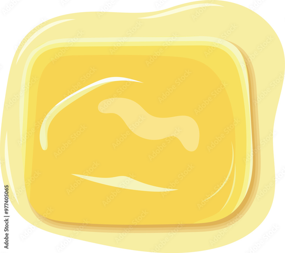 Melting Cube Butter Illustration Isolated on White Background Melting Cube Butter Illustration Isolated on White Background